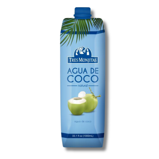 Tres Monjitas Agua de Coco Natural 33.1 oz 🥥 | Bebida Hidratante de Puerto Rico
